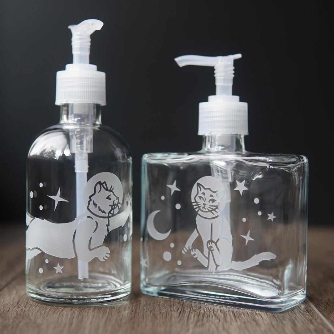 Space Cat Soap Dispenser - Recycled Glass Pump Bottle