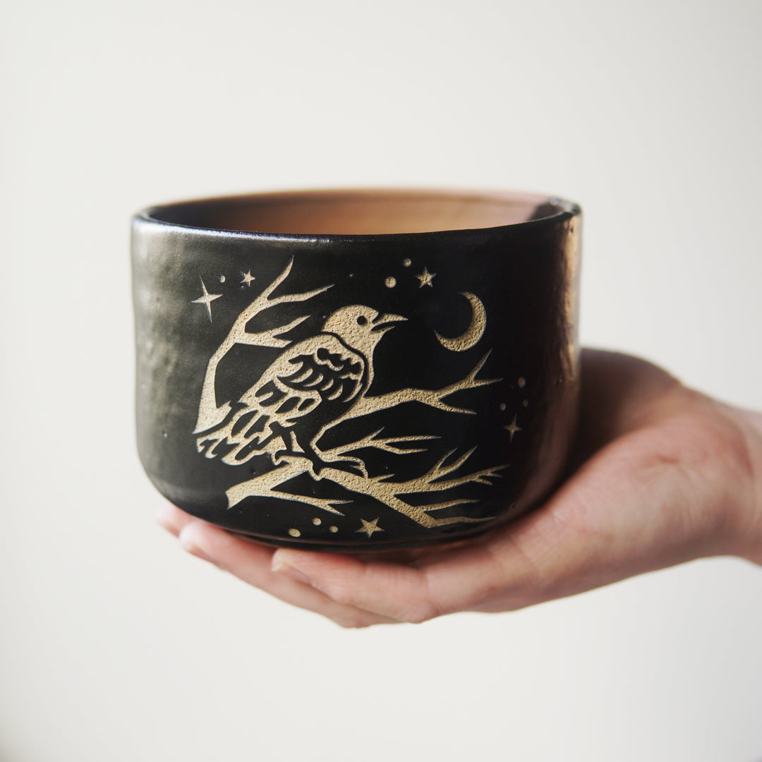 Crow Bowl, Medium Farmhouse Style Handmade Pottery