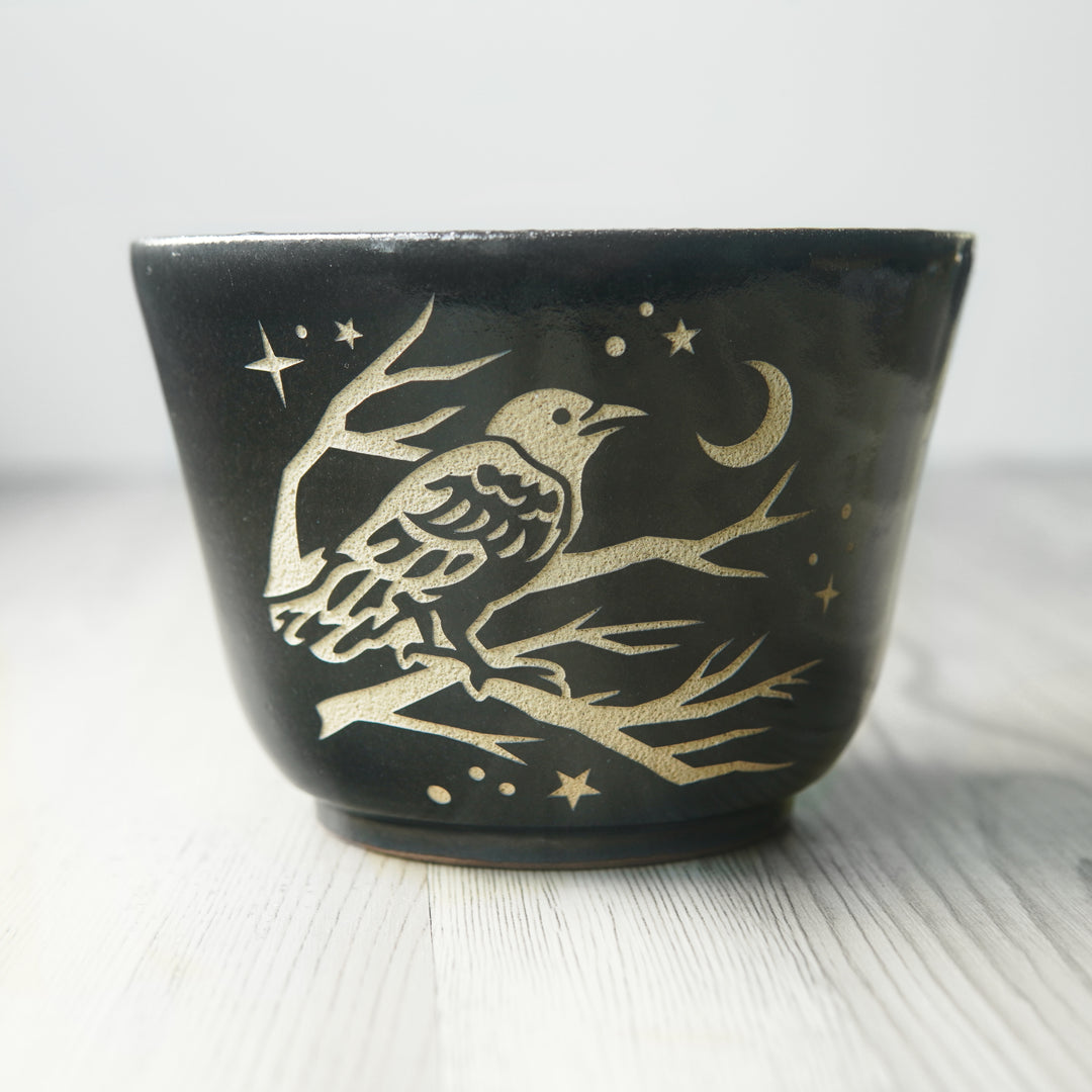 Crow Bowl, Medium Farmhouse Style Handmade Pottery