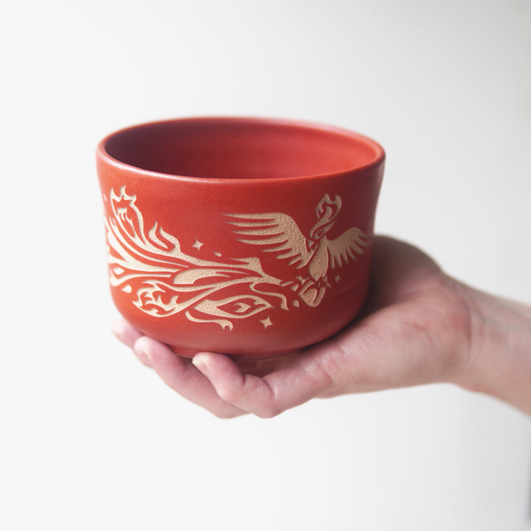 Phoenix Bird Bowl, Farmhouse Style Handmade Pottery