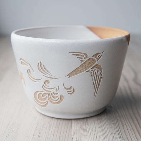 Bird Bowl, Medium Farmhouse Style Handmade Pottery