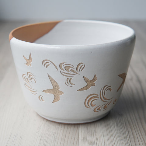 Bird Bowl, Medium Farmhouse Style Handmade Pottery