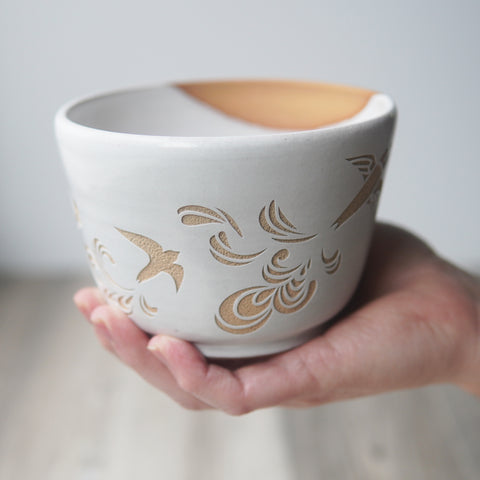 Bird Bowl, Medium Farmhouse Style Handmade Pottery