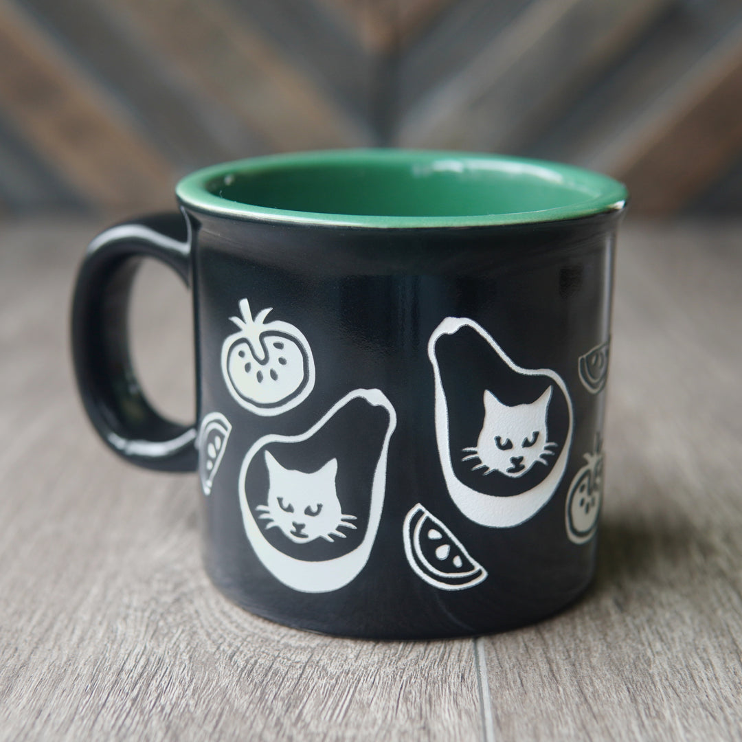 Avocado Cat Camp Mug - AvoCATo made in USA ceramic