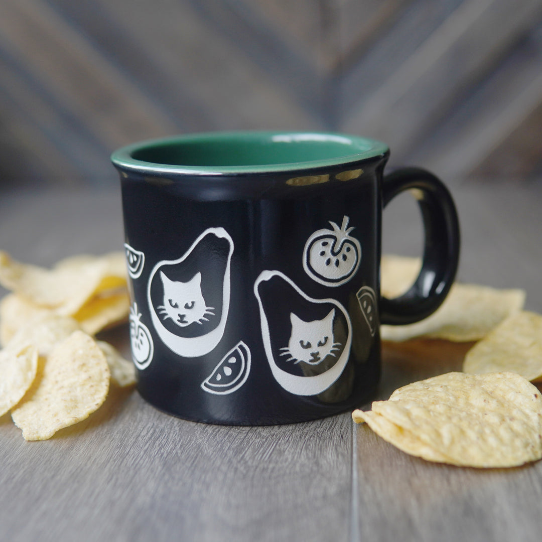 Avocado Cat Camp Mug - AvoCATo made in USA ceramic