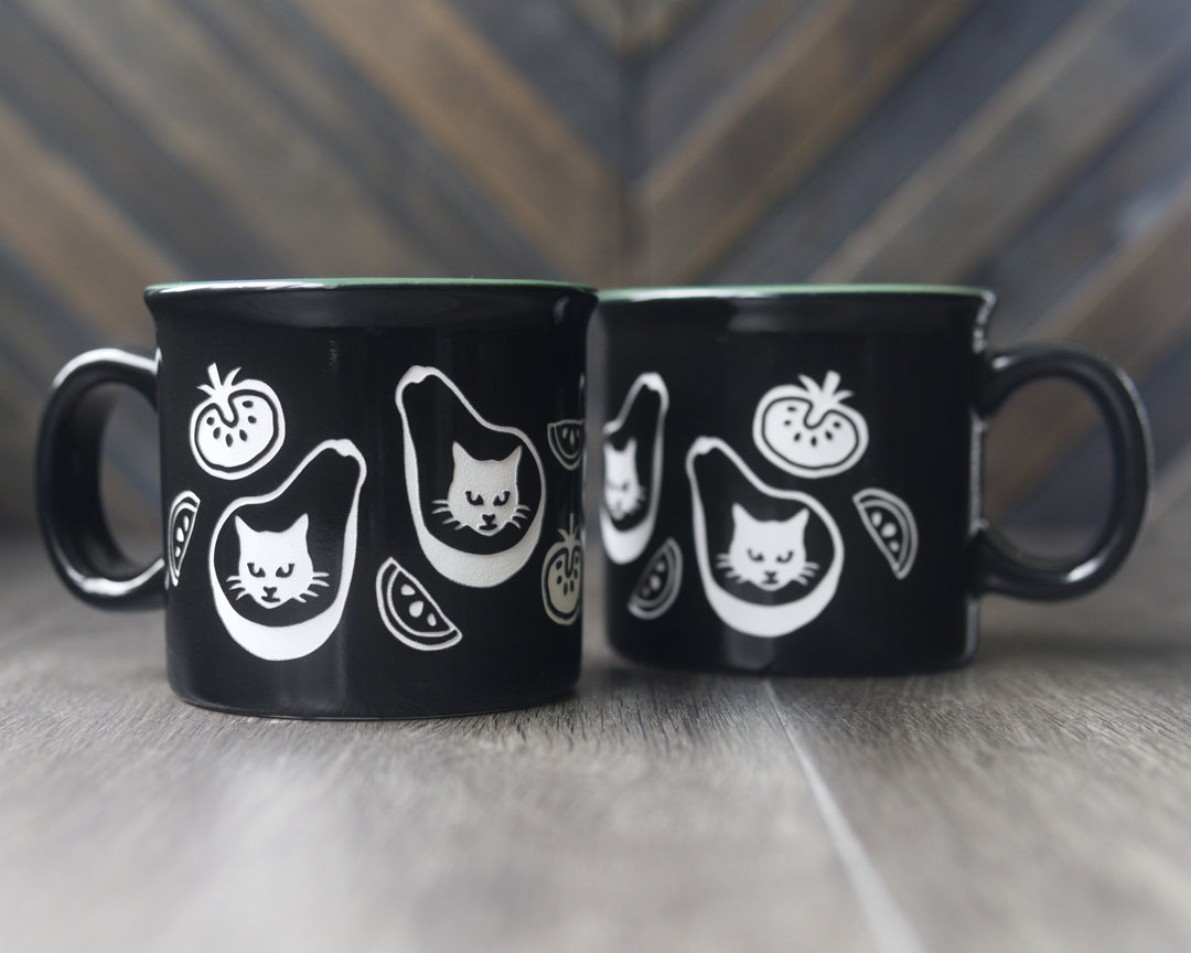 Avocado Cat Camp Mug - AvoCATo made in USA ceramic