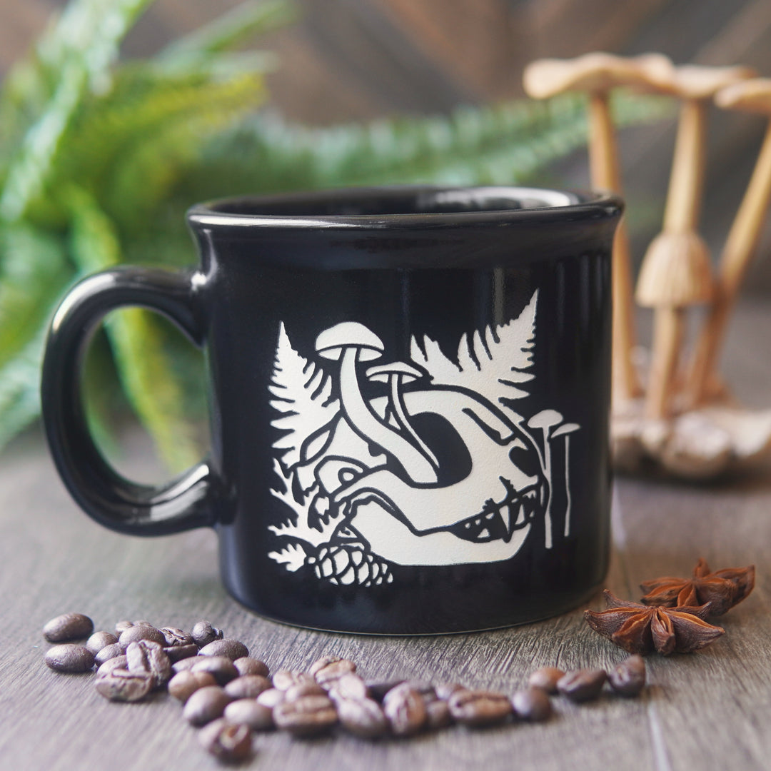 Decaying Skull Camp Mug - made in USA ceramic
