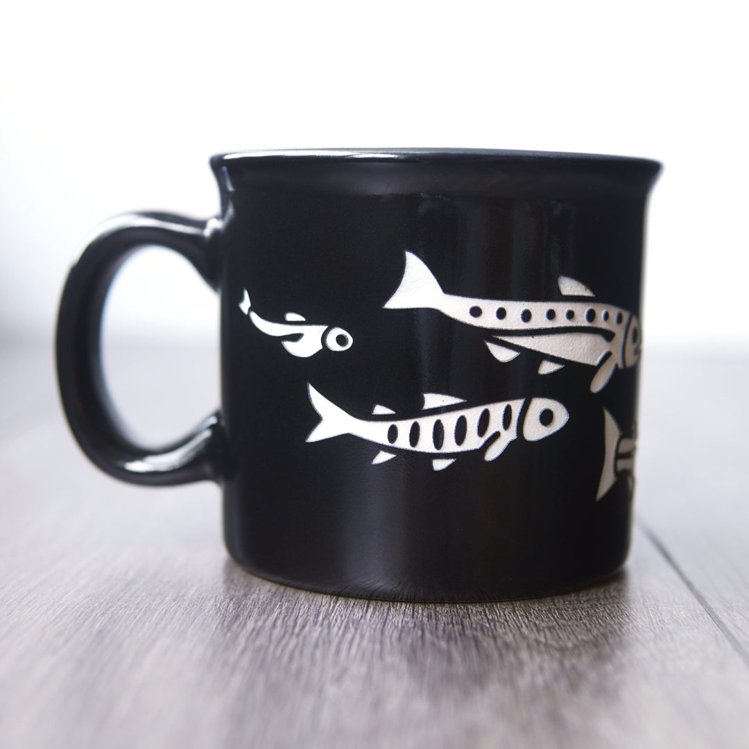 Salmon Fish Camp Mug - Dishwasher-Safe, Microwave-Safe