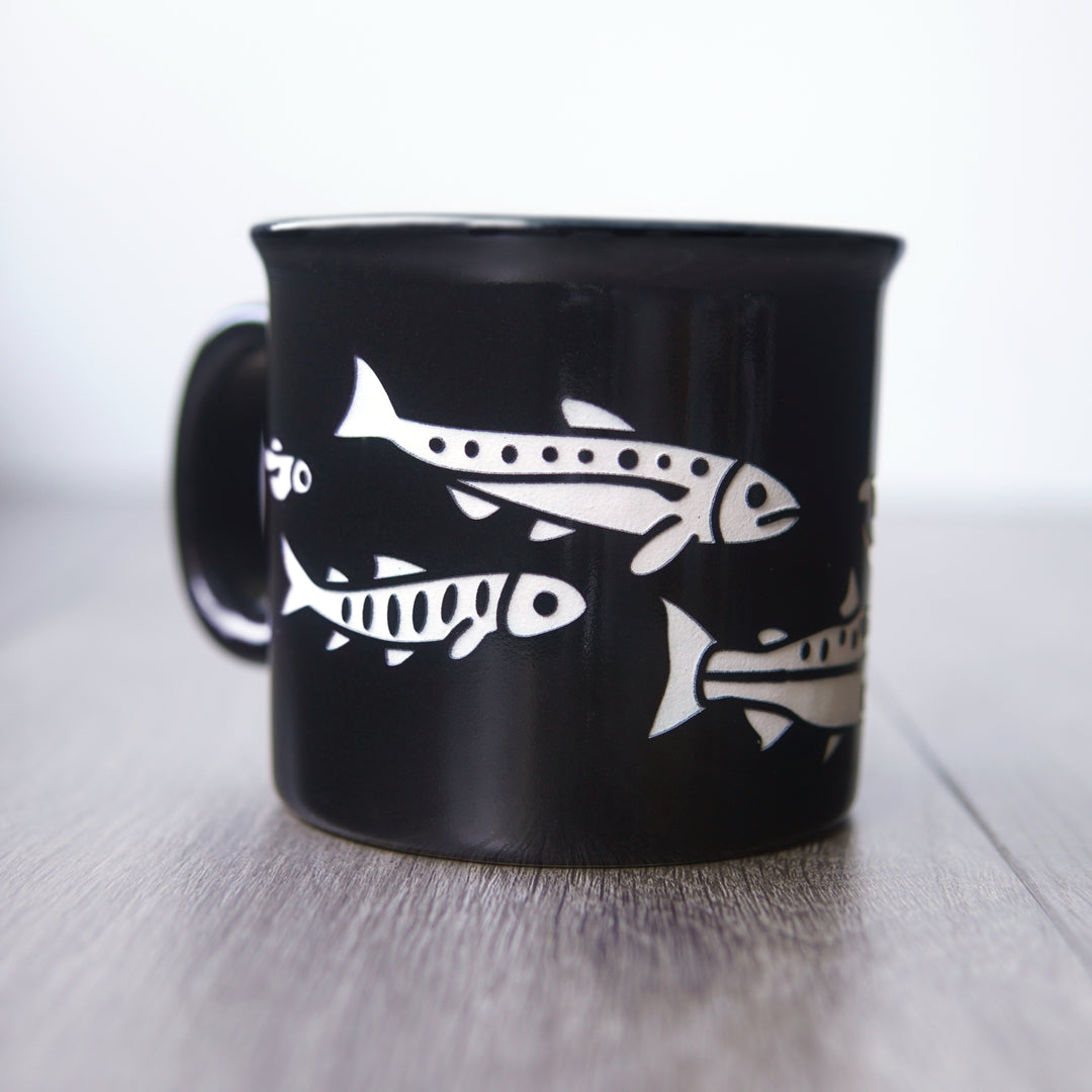 Salmon Fish Camp Mug - Dishwasher-Safe, Microwave-Safe