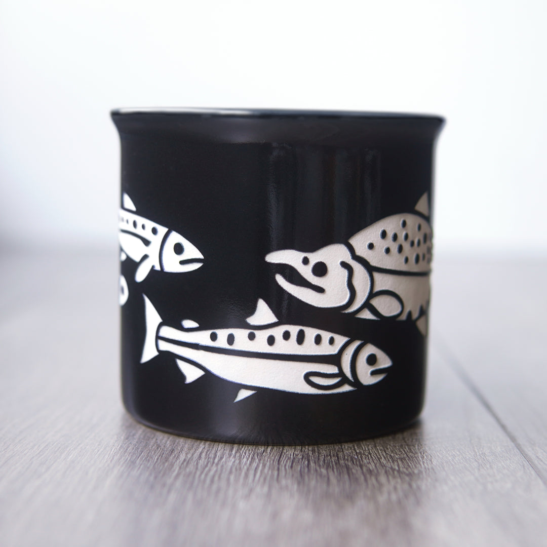 Salmon Fish Camp Mug - Dishwasher-Safe, Microwave-Safe