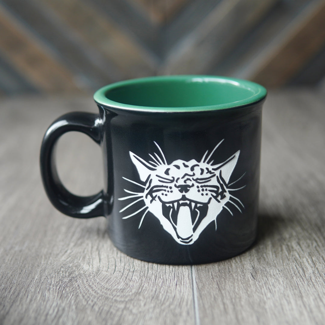 Screaming Cat Camp Mug - made in USA ceramic