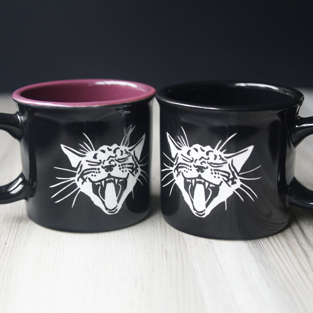 Screaming Cat Camp Mug - made in USA ceramic