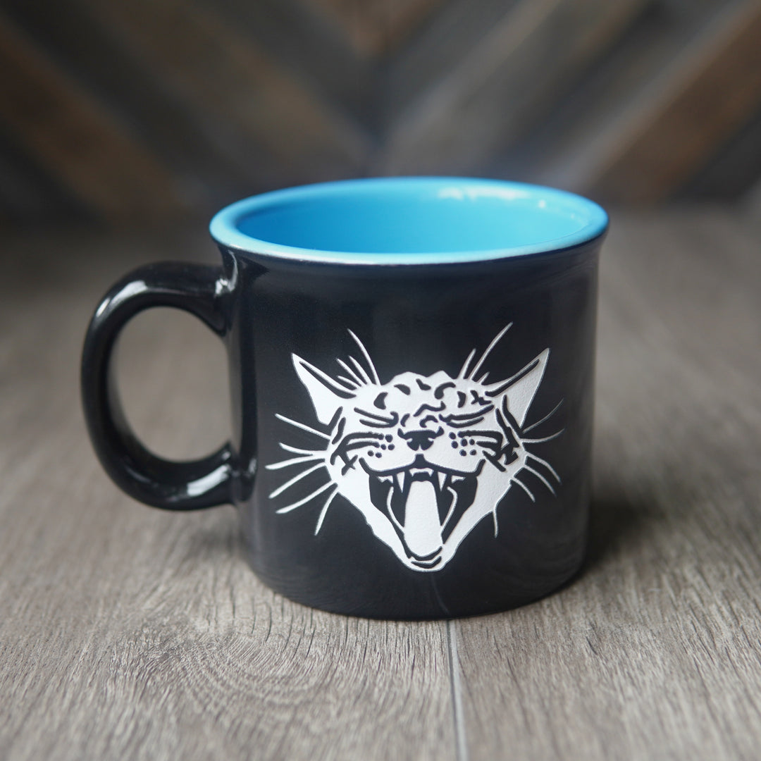 Screaming Cat Camp Mug - made in USA ceramic