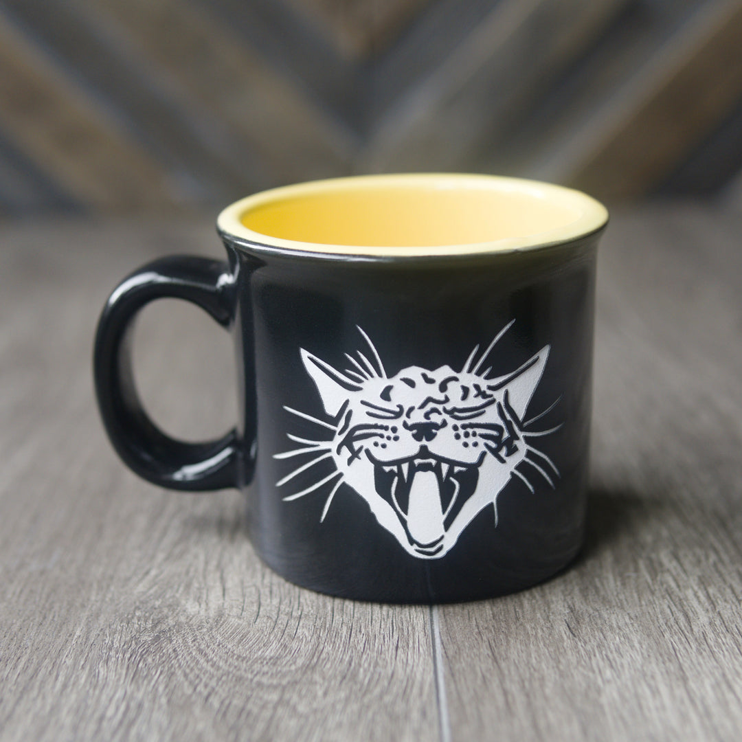 Screaming Cat Camp Mug - made in USA ceramic