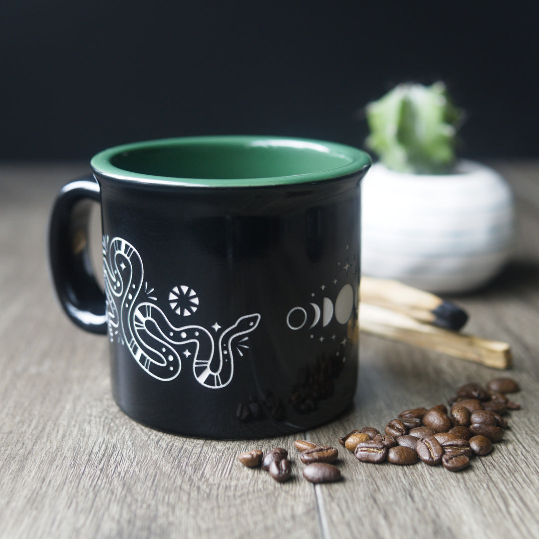 Celestial Snake Camp Mug - made in USA ceramic