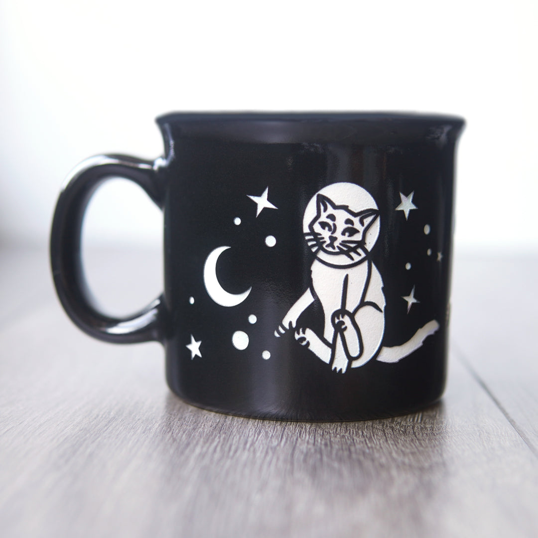 Space Cat Camp Mug - Dishwasher-Safe, Microwave-Safe