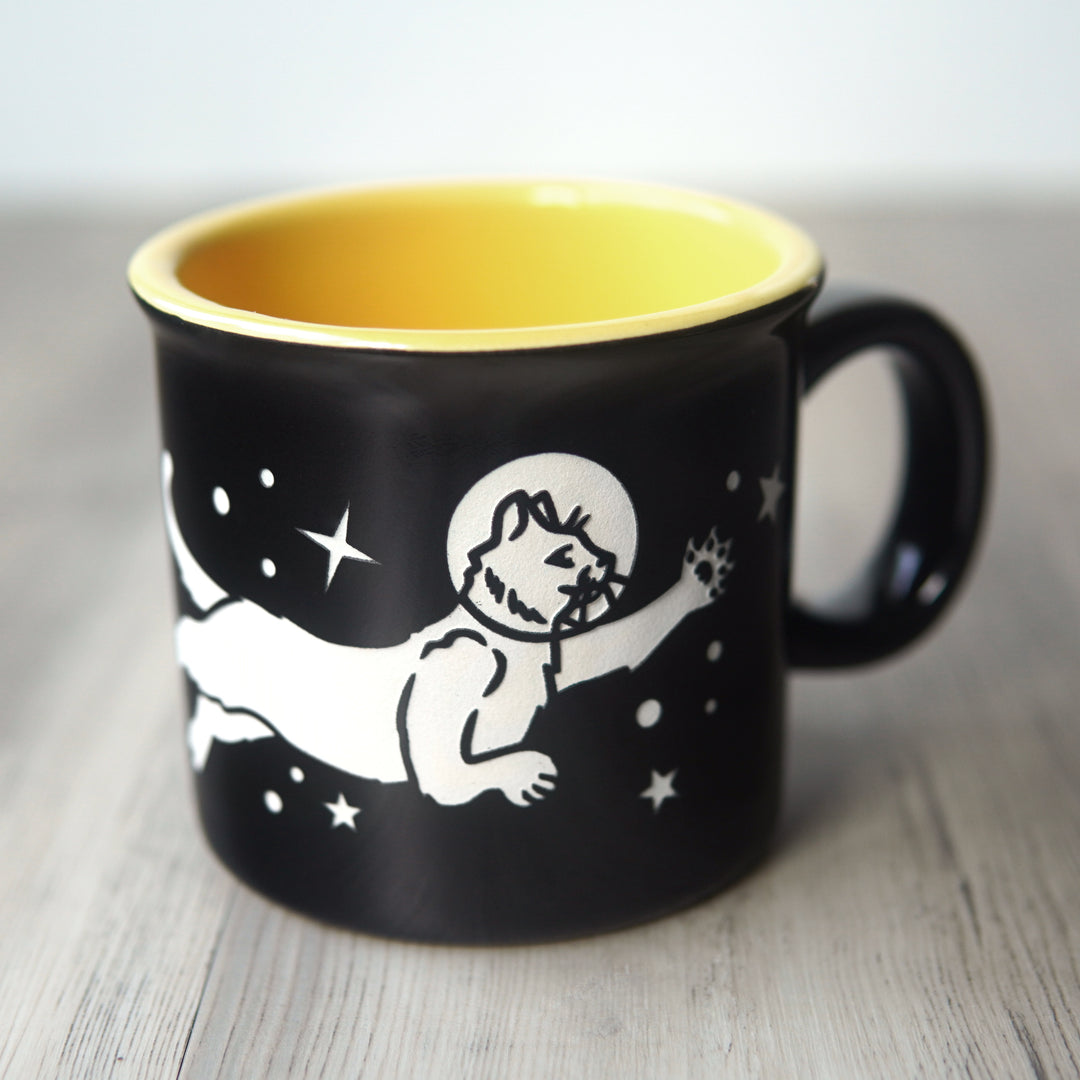 Space Cat Camp Mug - Dishwasher-Safe, Microwave-Safe