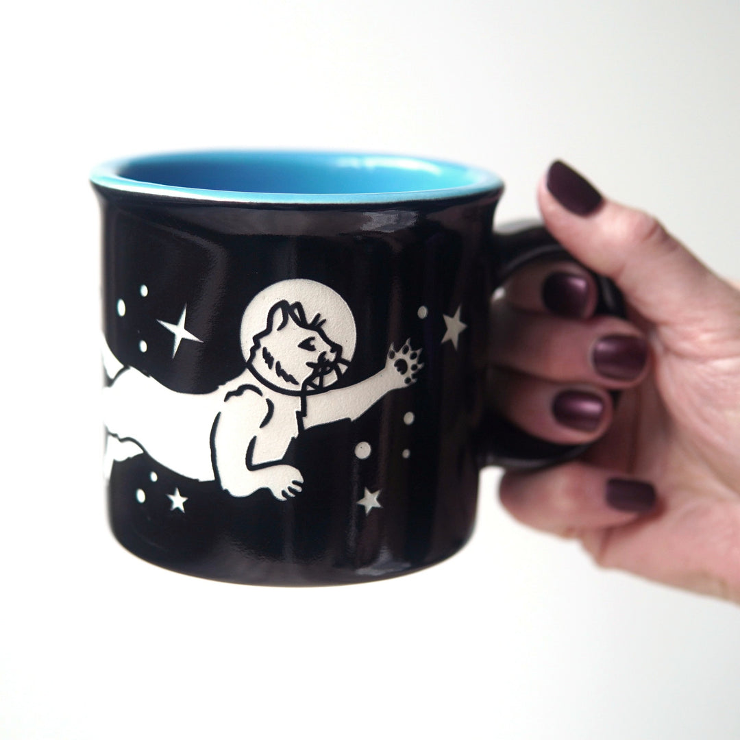 Space Cat Camp Mug - Dishwasher-Safe, Microwave-Safe