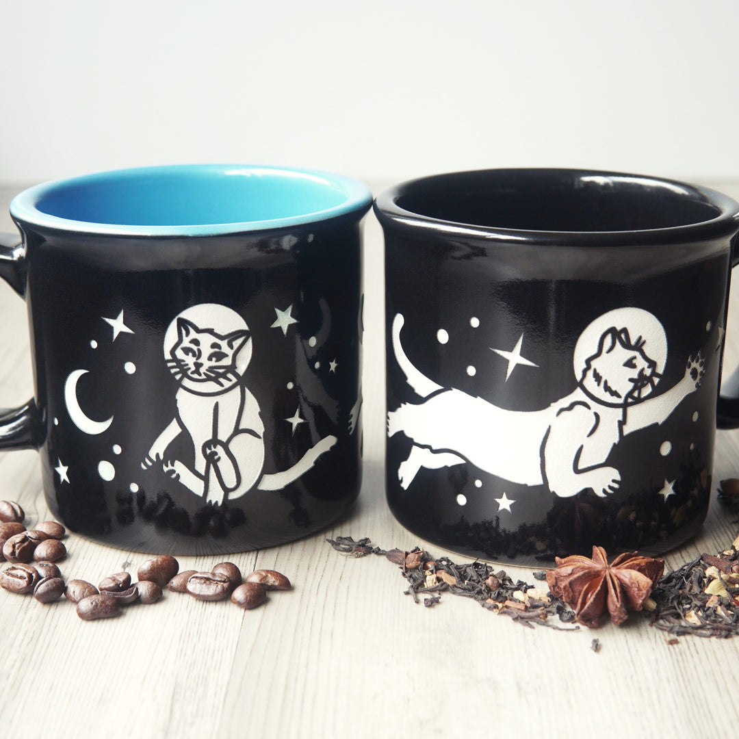 Space Cat Camp Mug - Dishwasher-Safe, Microwave-Safe