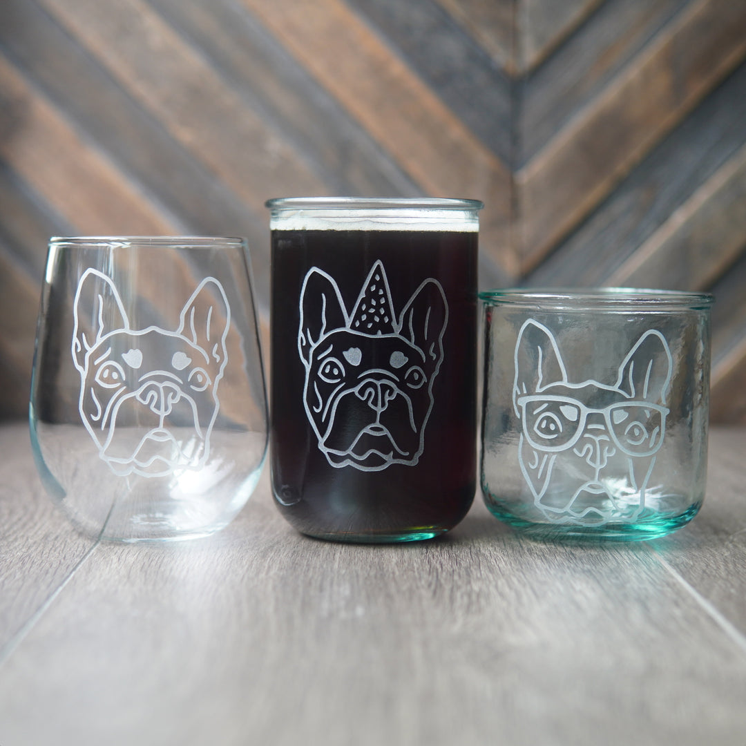 French Bulldog Rustic Recycled Glass Tumbler