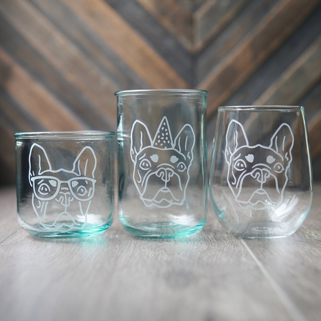 French Bulldog Rustic Recycled Glass Tumbler