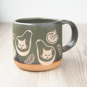 Avocado Cat Mug (AvoCATo) Forest Style Handmade Pottery