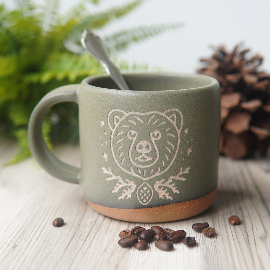 Bear Mug, Forest Style Handmade Pottery