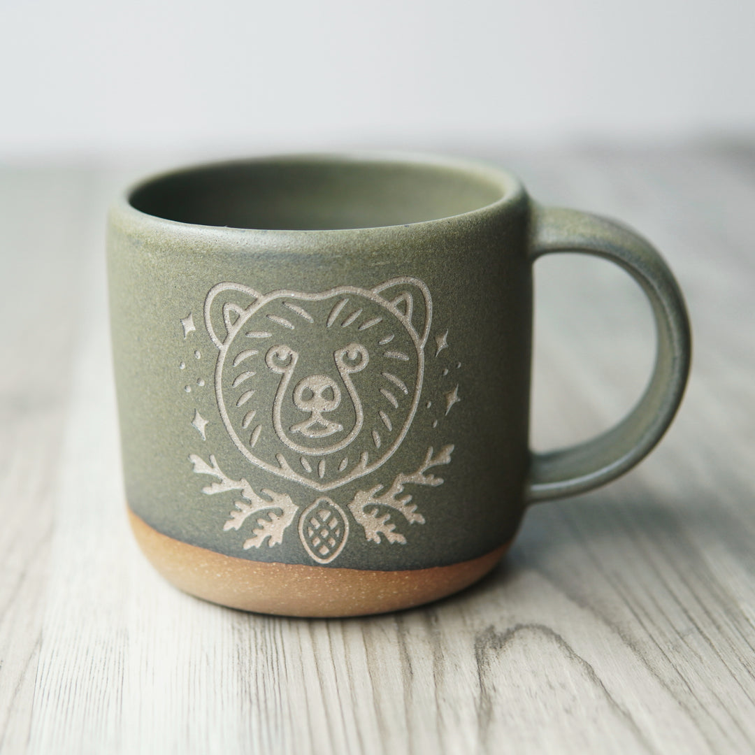 Bear Mug, Forest Style Handmade Pottery