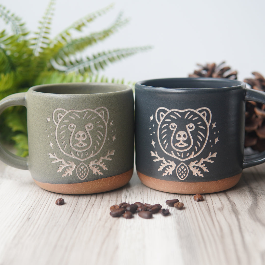 Bear Mug, Forest Style Handmade Pottery