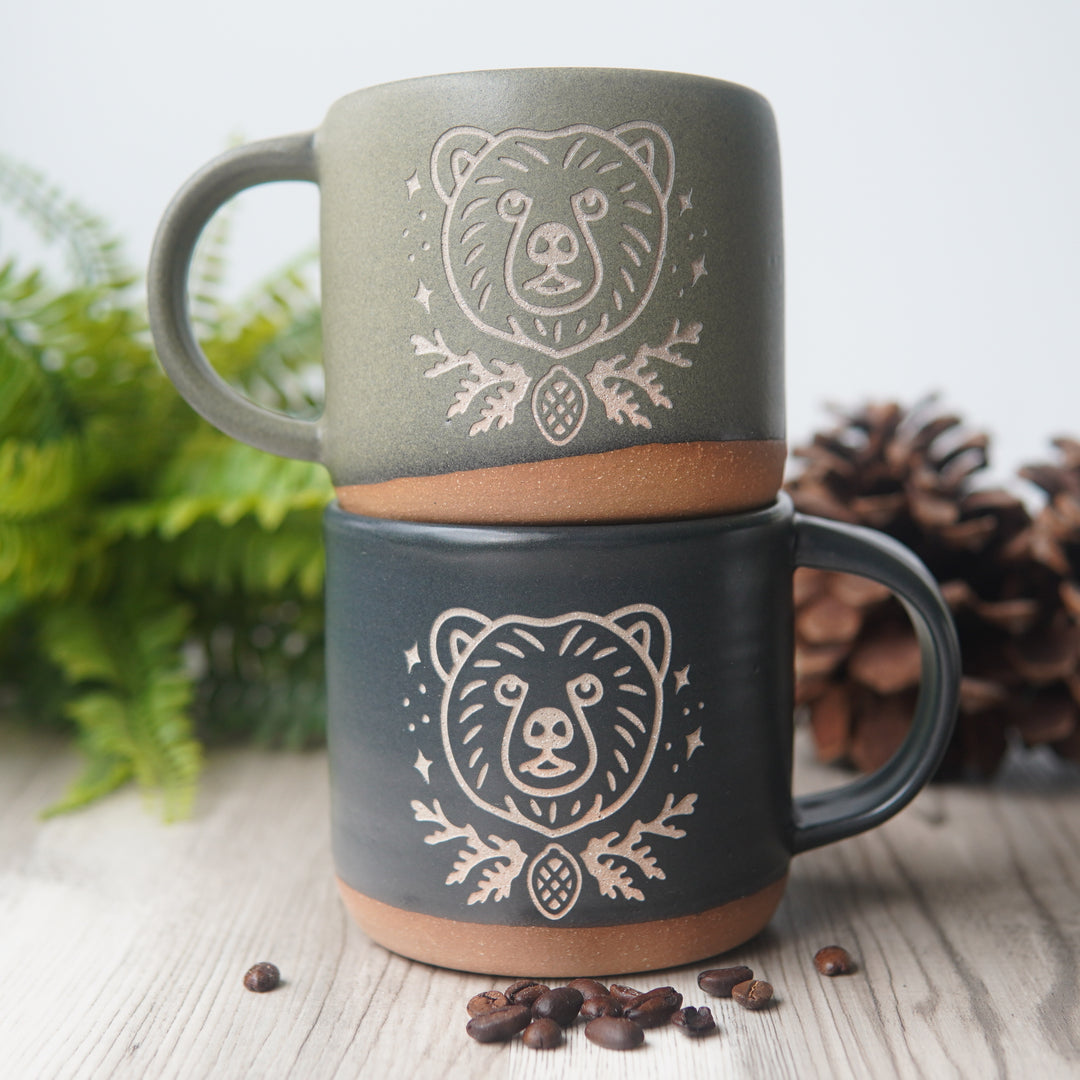 Bear Mug, Forest Style Handmade Pottery