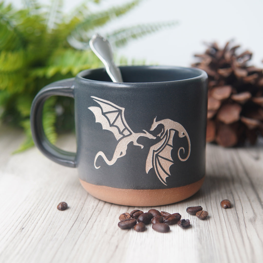 Dragon Mug, Forest Style Handmade Pottery