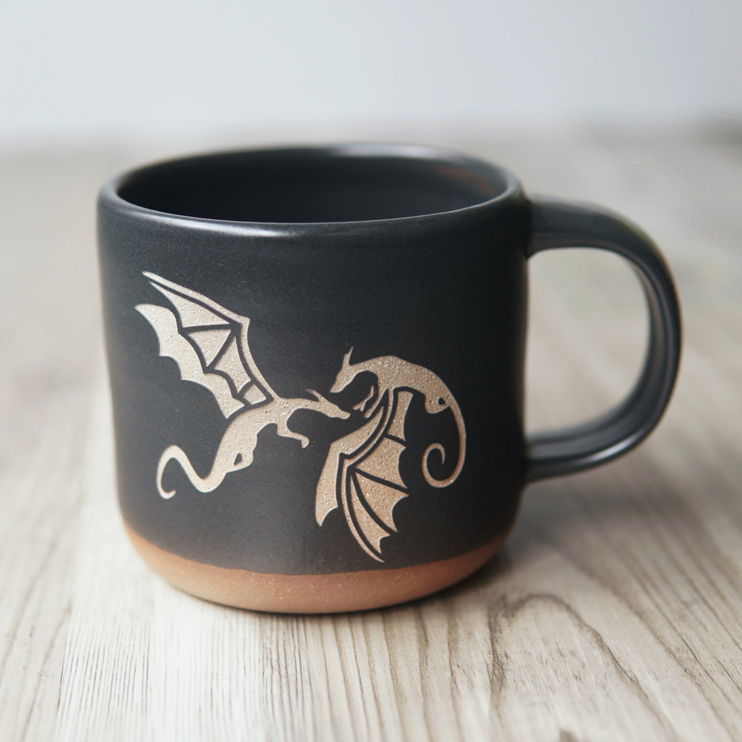 Dragon Mug, Forest Style Handmade Pottery