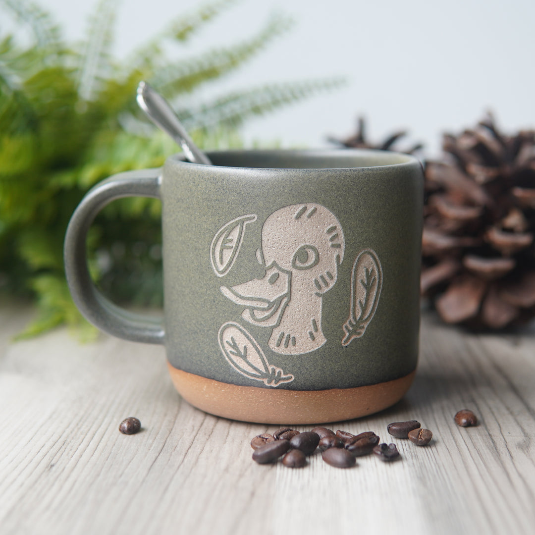 Duck Mug, Forest Style Handmade Pottery