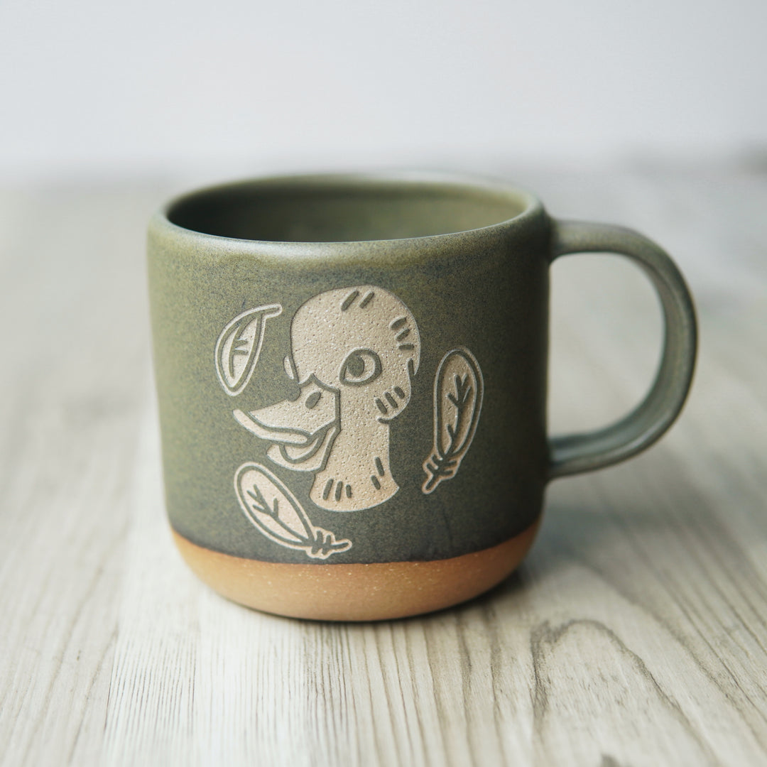 Duck Mug, Forest Style Handmade Pottery