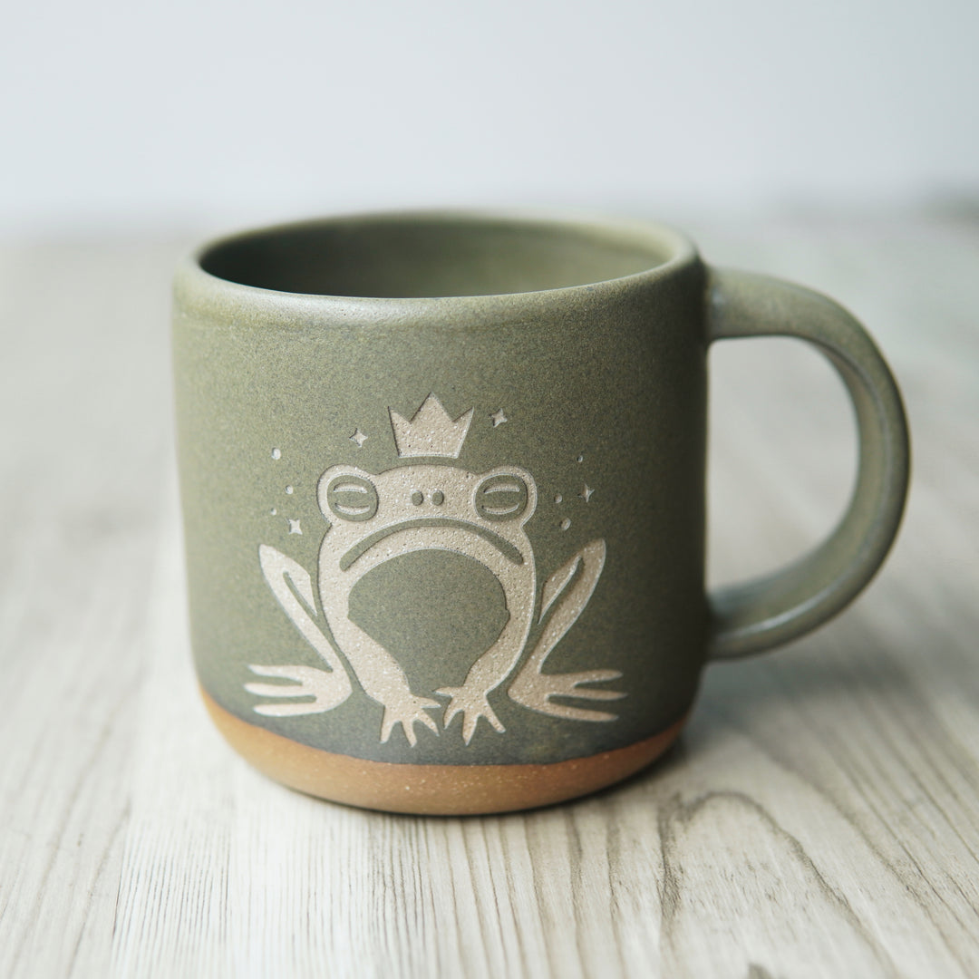 Frog Prince Mug, Forest Style Handmade Pottery