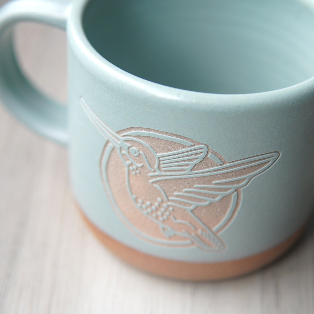 Hummingbird Mug, Forest Style Handmade Pottery