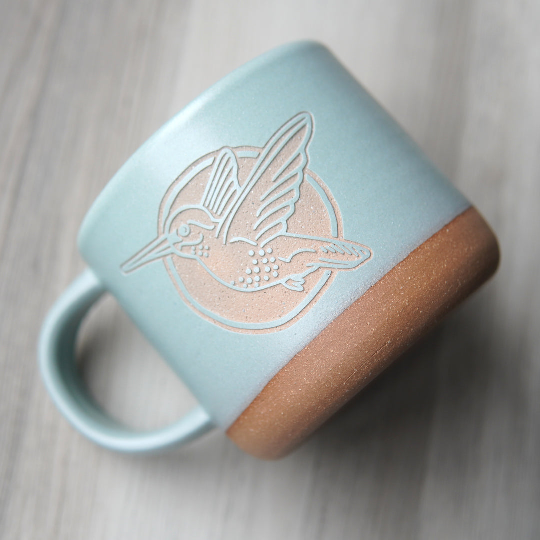 Hummingbird Mug, Forest Style Handmade Pottery