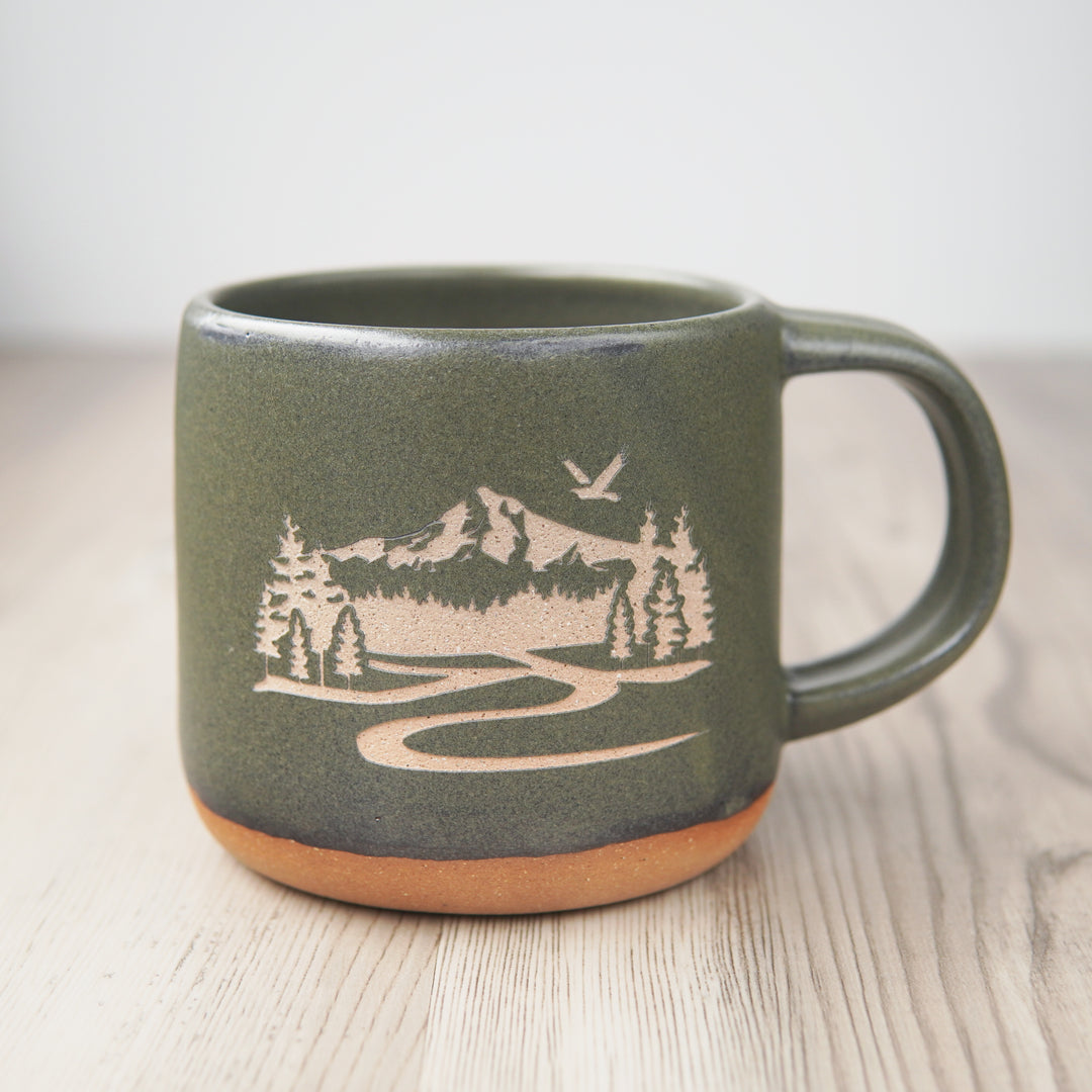 Mountain Mug - Forest Style Handmade Pottery