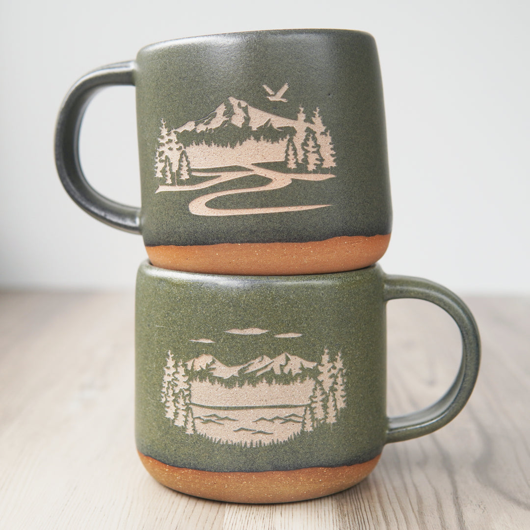 Mountain Mug - Forest Style Handmade Pottery