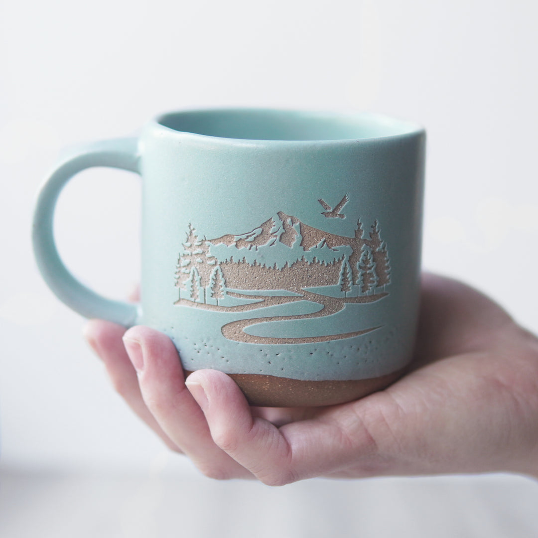 Mountain Mug - Forest Style Handmade Pottery