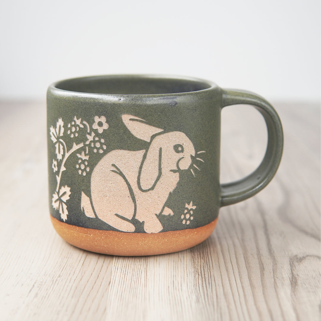 Rabbit Mug in Moss green