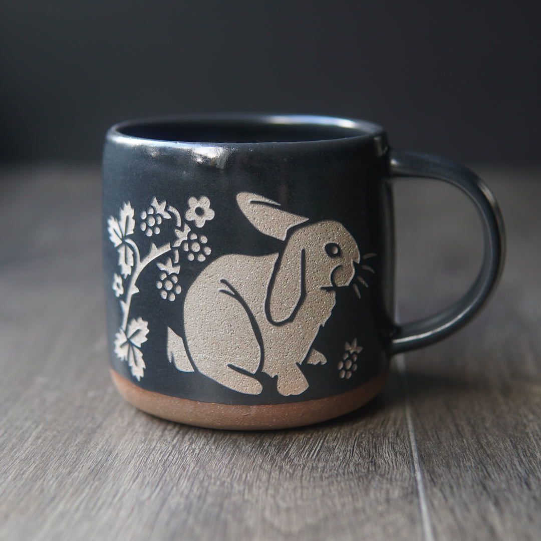 Rabbit Mug, Forest Style Handmade Pottery