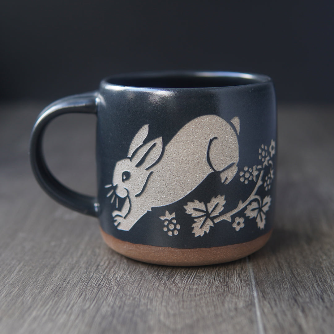 Rabbit Mug, Forest Style Handmade Pottery