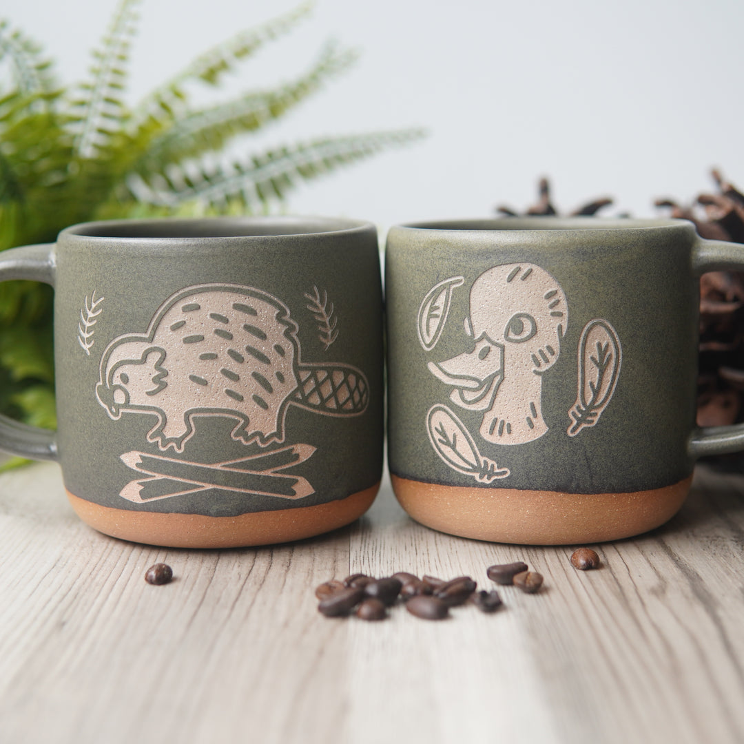 Beaver Mug, Forest Style Handmade Pottery