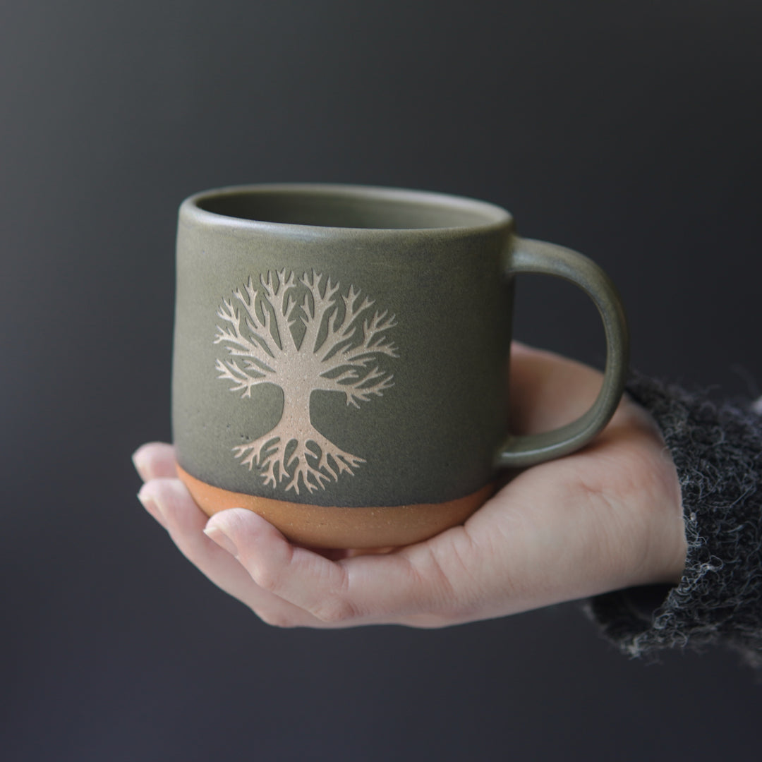 Tree of Life Mug, Forest Style Handmade Pottery