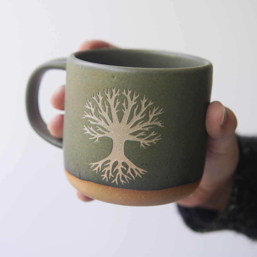 Tree of Life Mug, Forest Style Handmade Pottery