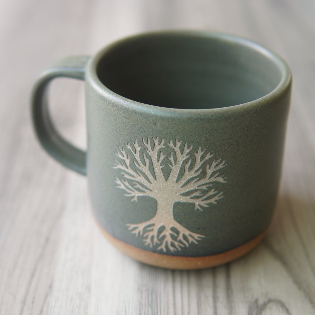 Tree of Life Mug, Forest Style Handmade Pottery