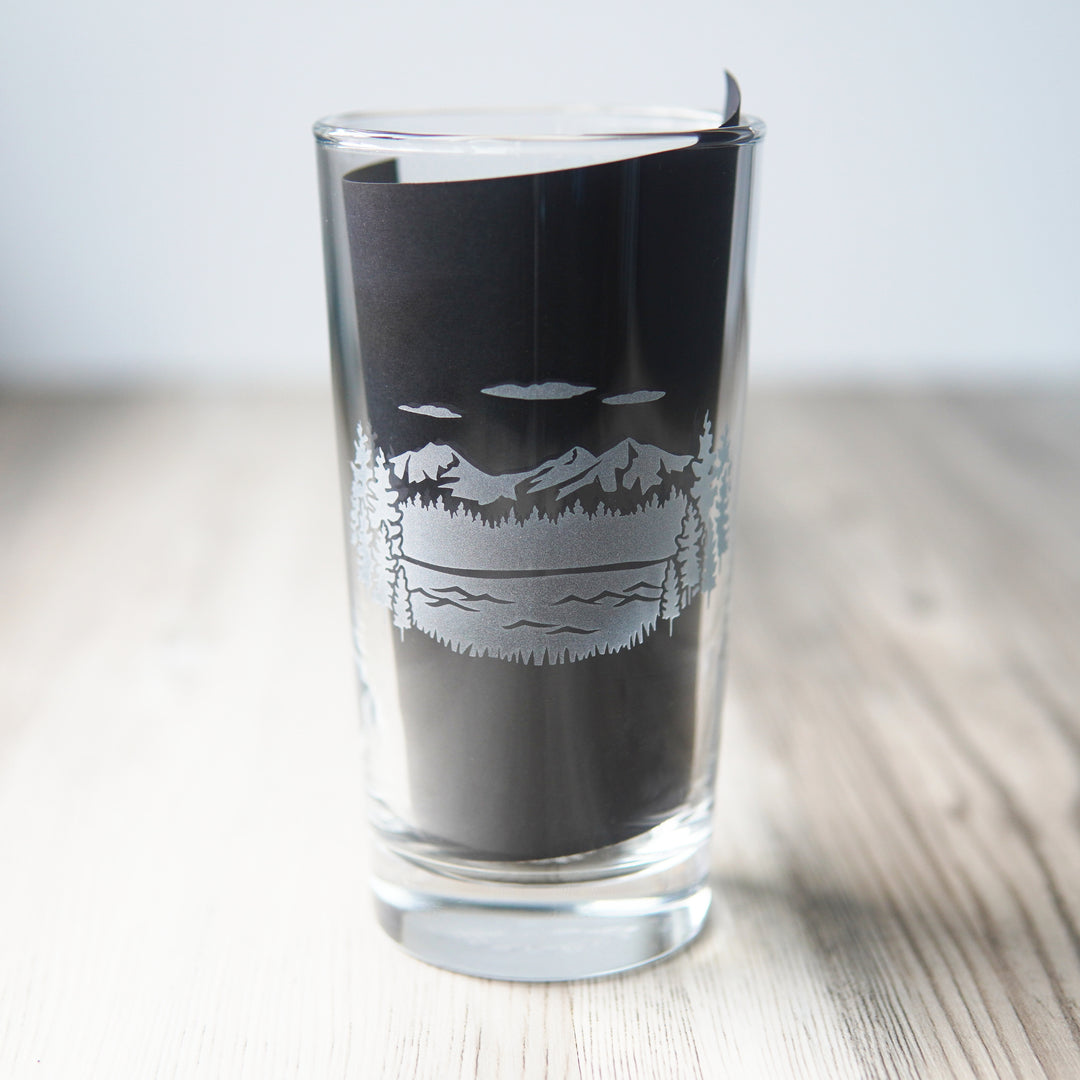 Mountain Highball Glass - PNW etched cocktail barware