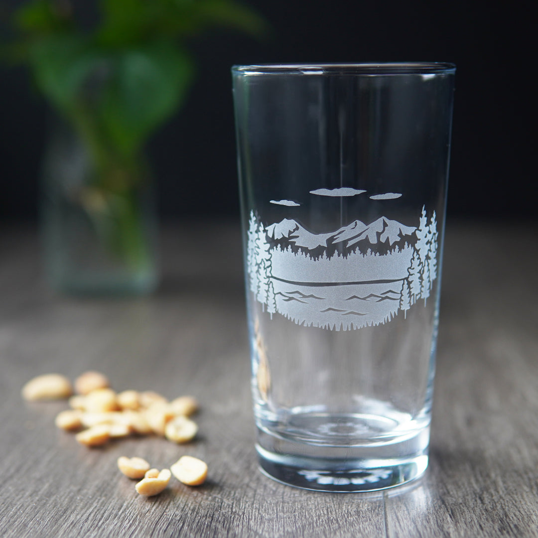 Mountain Highball Glass - PNW etched cocktail barware