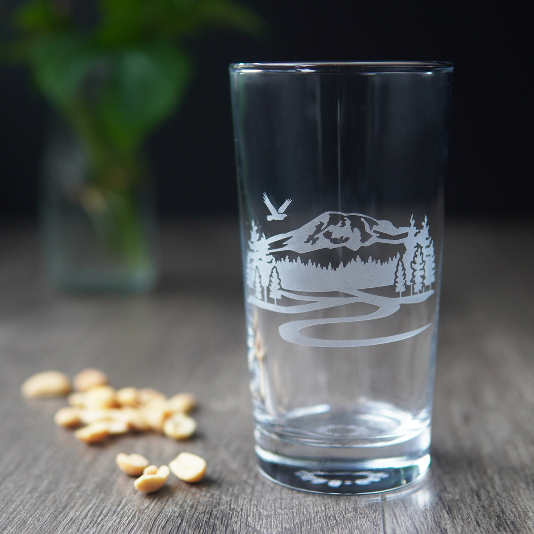 Mountain Highball Glass - PNW etched cocktail barware